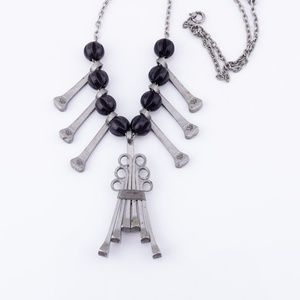 Hobnail Beaded Necklace and Pendant on Chain